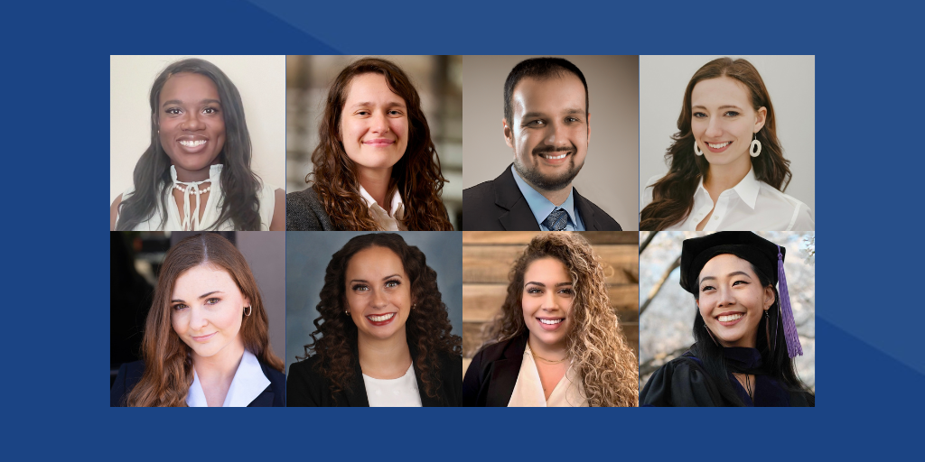 Two rows showing the headshots of the 2024 RPIA winners. Top (L-R) Alexia Roberts, Elle De La Cancela, Jackson Lanier, Isabel MacCay. Bottom (L-R) Jess Gaughan, Megan Cherry, Keeli Wallace, Jill Chien.