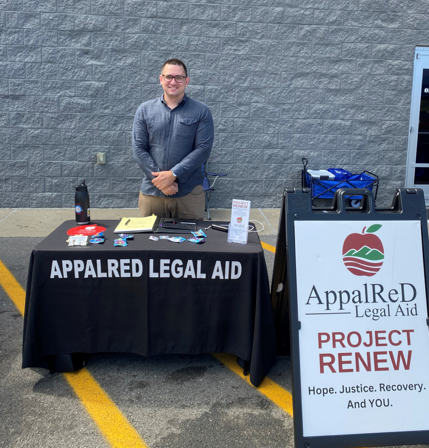 Justin Apperson, Fellow in the Opioid Crisis Response Program, pictured at a community outreach event.